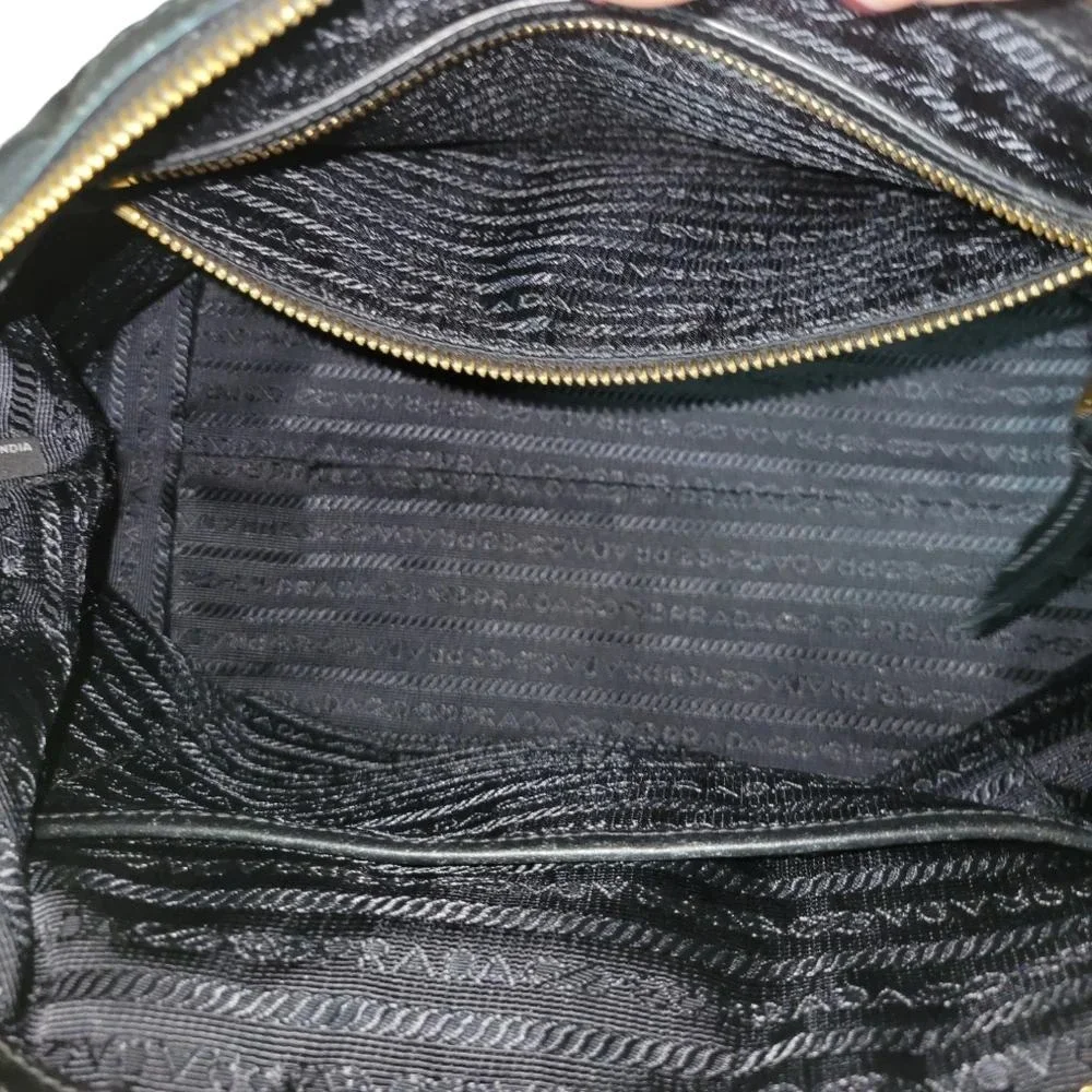 Prada Tessuto Nylon Satchel Bag Black Gold Hardware Crossbody Tote